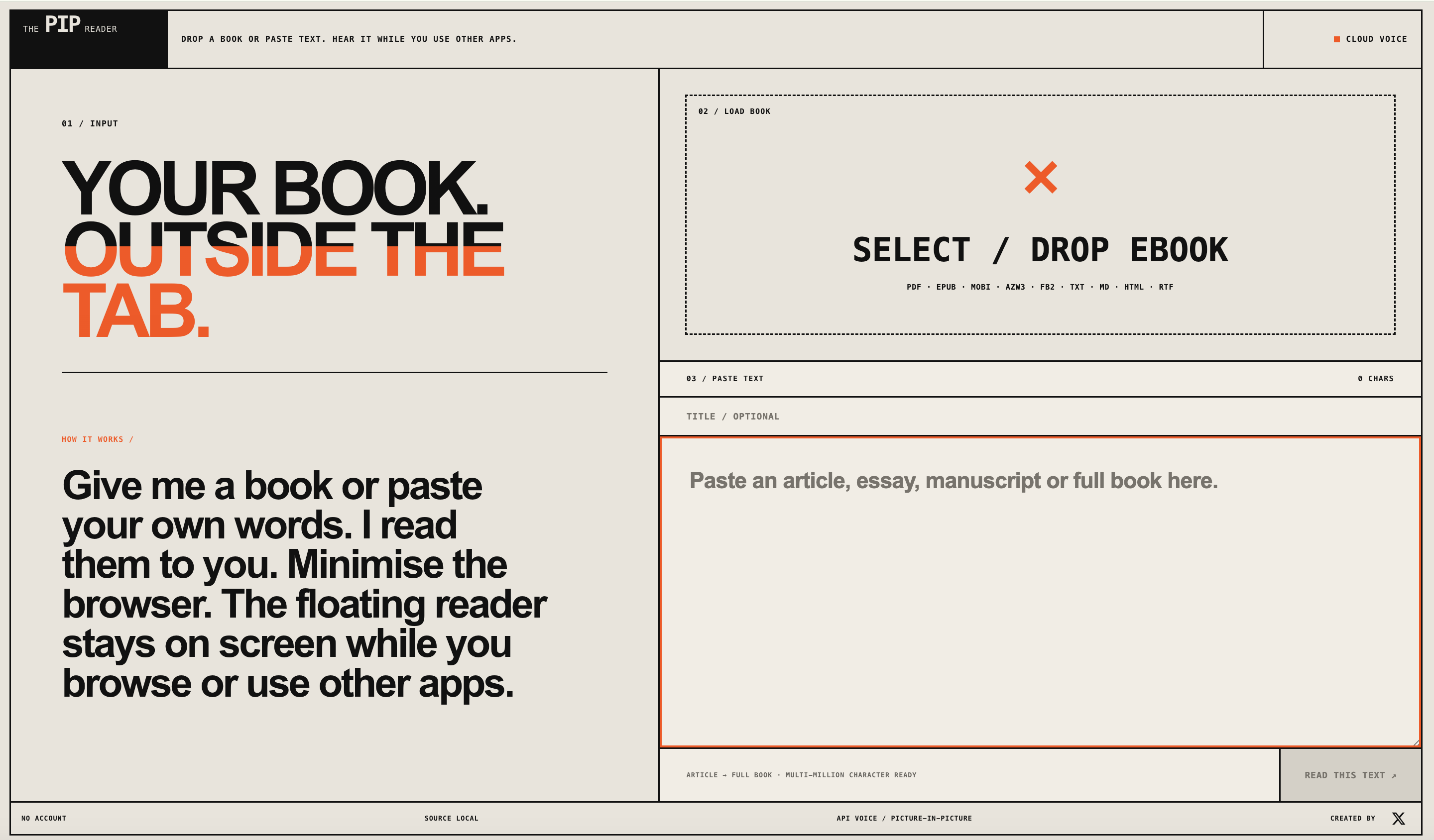 User-provided screenshot of The PiP Reader product