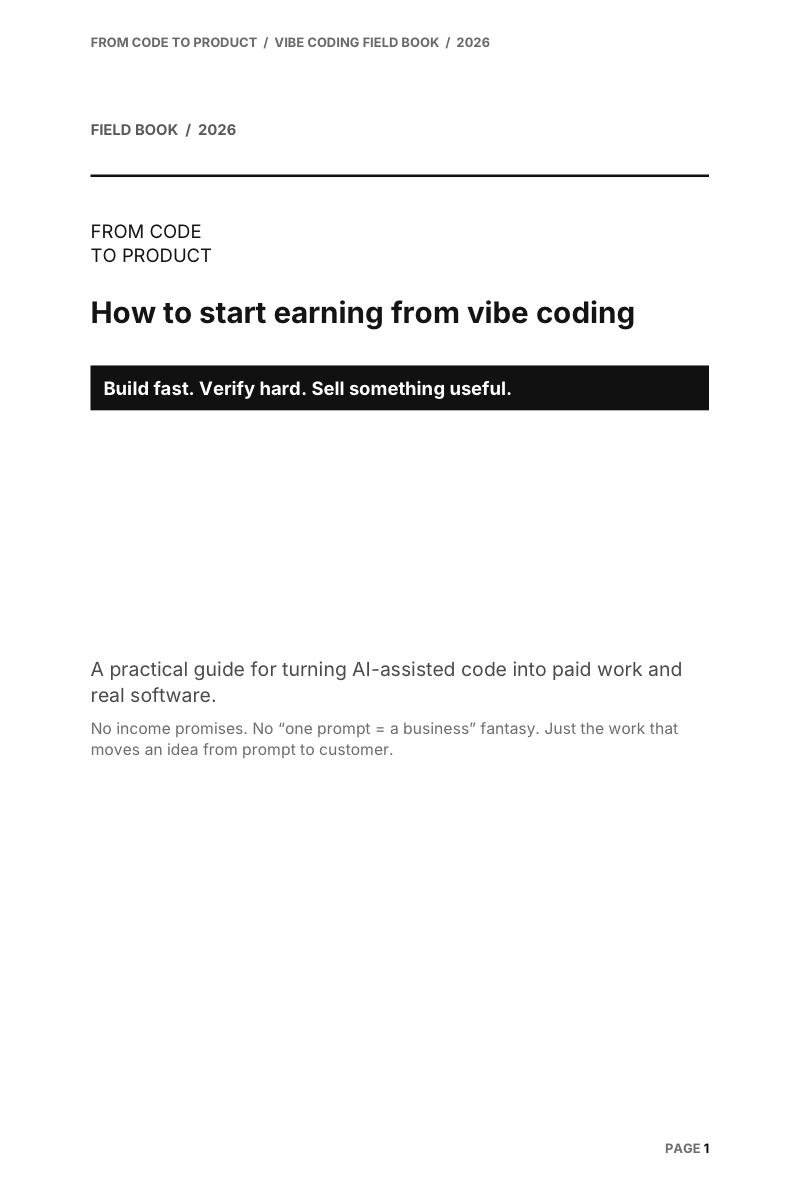 Cover of From Code to Product: How to start earning from vibe coding